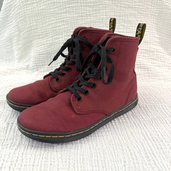 Dr Martens Shoreditch Canvas High Top Size US 6 EU 37 Red Burgundy - Picture 1 of 9